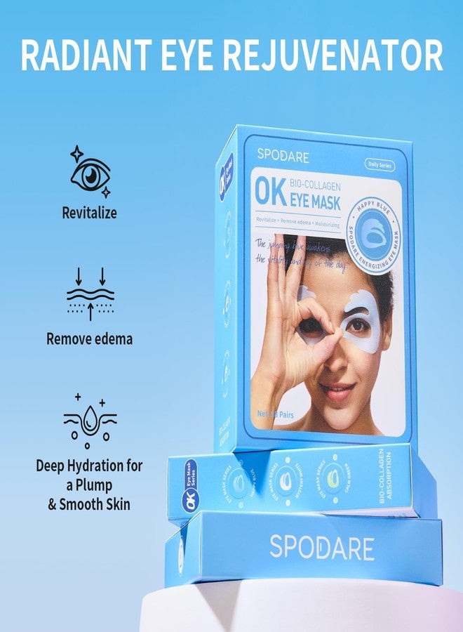 SPODARE OK Shape Eye Masks, 360° Fit Under Eye Patches with Retinol and Collagen, Firming & Hydrating Eye Mask for Wrinkles and Puffy Eyes, Self Care Gifts for Women - 6 Pairs, Happy Blue - Image 3